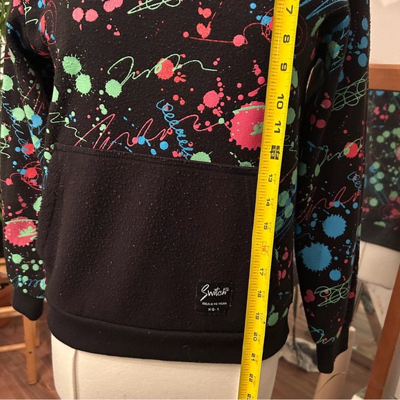 Switch Retro 90s Splatter Neon Paint Hoodie Sweatshirt Junior 12-14 W Small - Picture 7 of 8